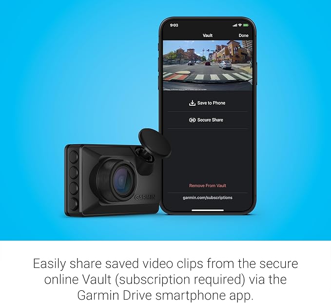 Garmin Dash Cam™ X110, Compact 1080p HD Dash Cam with a 140-degree Field of View, Built in Clarity™ Polarizer, Voice Controlled, GPS, 2.4” Display, Automatic Recording (Renewed)