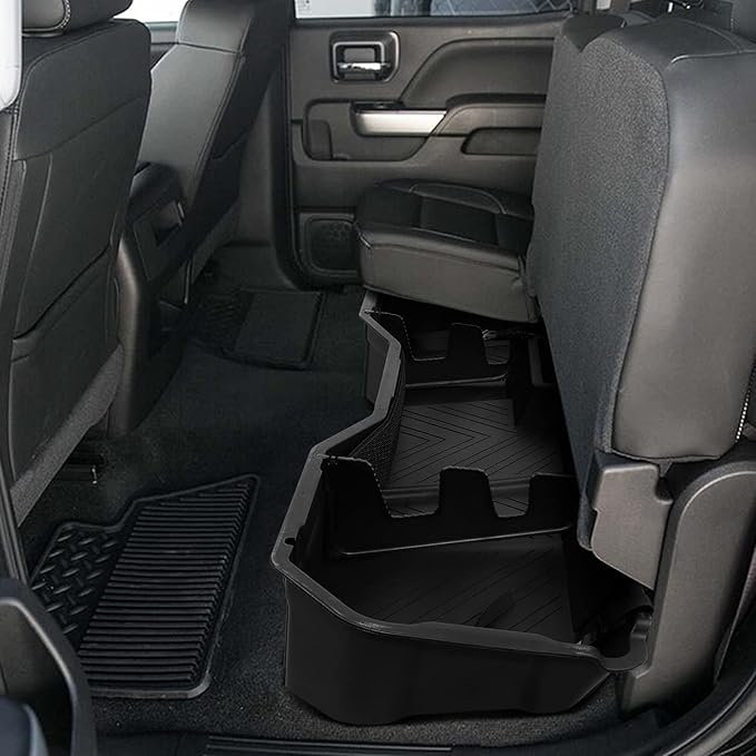 DNA Motoring Under Seat Storage Box Compatible with 07-18 Silverado Sierra 1500 / 07-19 Silverado Sierra 2500HD 3500HD Crew Cab Pickup, SBOX-002