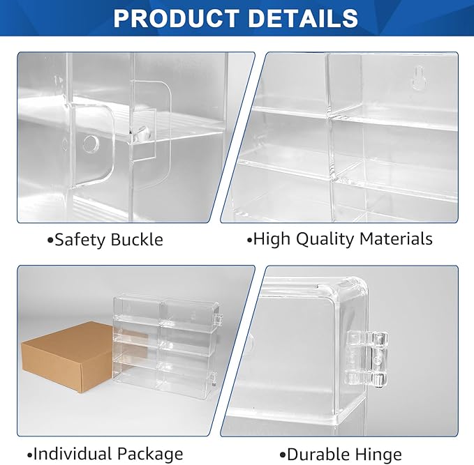 1/64 Scale Toy Cars Display Case for Matchbox Hot Wheels Hold 32 Toy Cars Storage Case Organizer Box Wall Display Clear Model Car Case Holder Container Shelf 6.5 X 7.5 X 1.6 Inch 4 Pack
