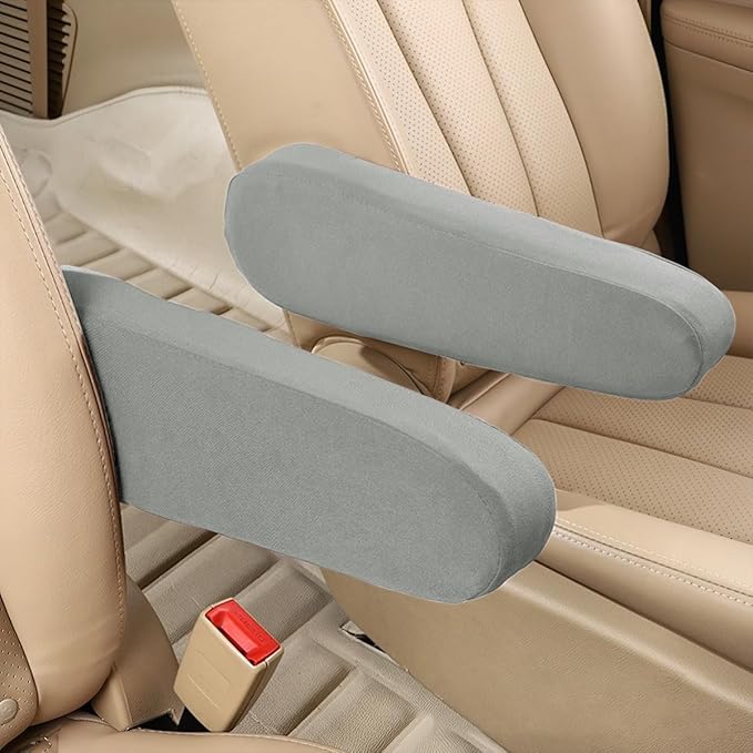 AUCELI 2 Pcs Car Front Seat Armrest Covers, Cloth Fabric Armrest Protectors, Direct Replacement Center Console Lid Armrest Cover Skin, Universal Accessories for Car, SUV, Truck and Van