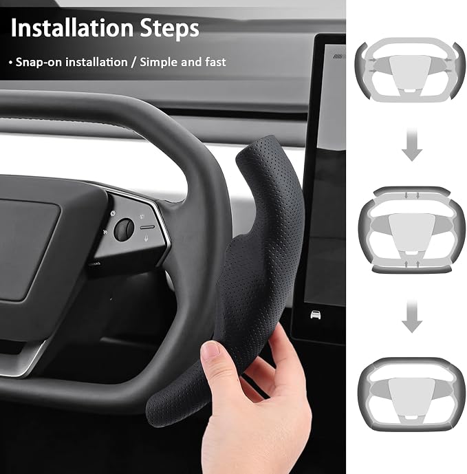 Steering Wheel Cover for Cybertruck 2023-Present Leather Steering Wheel Cover for Tesla Cybertruck Truck Car Steering Wheel Accessories (Perforated Black)