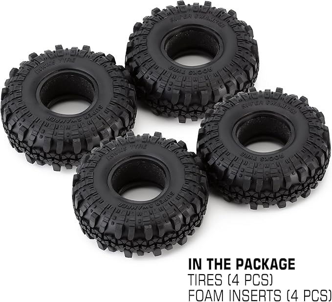 INJORA RC Tires 1.9inch 4Pcs RC Rubber Tyre Set Wheel Tires for 1:10 RC Crawler Axial SCX10 90046 SCX10 III AXI03007 Tamiya CC01 D90 D110