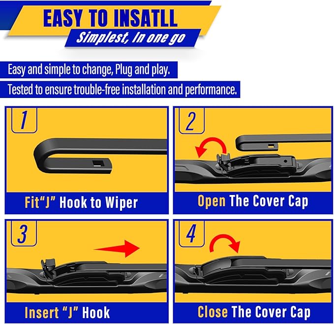 3 wipers Replacement for 2016-2020 Buick Envision, Windshield Wiper Blades Original Equipment Replacement - 24"/18"/12" (Set of 3) U/J HOOK