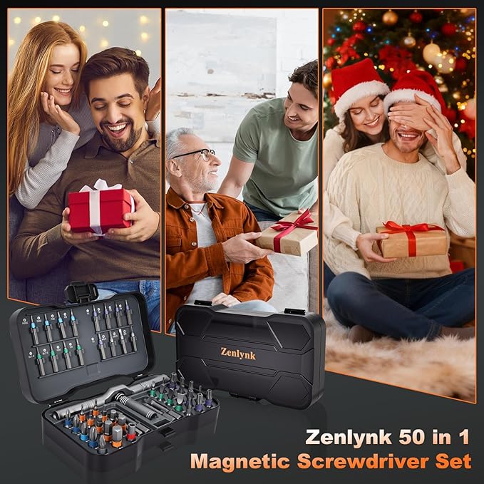 50 in 1 Magnetic Ratchet Screwdriver Set, Precision Multi Bit Screwdriver Kit with S2 Steel Bits, Portable Small Repair Tool Kit for Electronics, PC, Laptop, Watch, Glasses, Bike and Home DIY