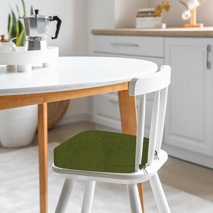 17'' x 16'' x 2.5"Thick Chair Cushions for Dining Chairs, 4 Pack WaterProof Easy Clean Kitchen Chair Pads with Ties and Non-Slip Backing - 30D High Elastic Foam Soft Kitchen Chair Cushions