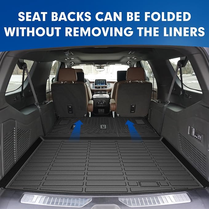 Mixsuper Cargo Liner for Chevy Suburban/GMC Yukon XL 2021-2026, All Weather Trunk Mat Backrest Mat TPE Back Seat Cover Protector for Suburban Yukon XL Accessories