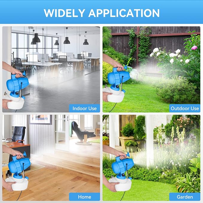 5L (1.3 Gallon) Electric ULV Fogger Machine with 3 Nozzles, Portable Sprayer Cold Fogger Machine Spraying Adjustable Flow Rate Distance 30ft for Home Hotel Church School Yard Garden