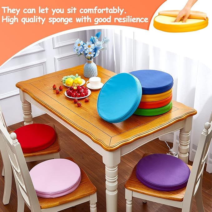 Juexica 8 Pcs Extra Thick Flexible Seating Floor Cushion Assorted Colored Floor Pillow Classroom Seat Cushion Soft Classroom Seating for Kid Learning (Classic Color,13.8 x 13.8 x 2 Inch,Round)