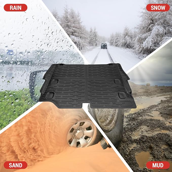 Cargo Liner Fit for 2021-2025 Jeep Wrangler JL Unlimited 4XE 4 Door, Cargo Mat TPE Trunk Mat All-Weather Protection Trunk Liners for 2024 Jeep Wrangler JL/JLU Accessories