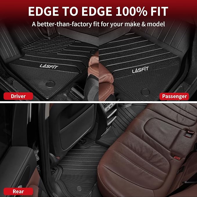 LASFIT Floor Mats Fit for 2020-2025 2026 BMW X6 G06 M M50i M60i sDrive40i xDrive40i, Custom Fit TPE All Weather Waterproof Floor Liners Front & Rear Rows Car Mat, Black
