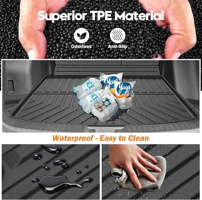 KUST Cargo Trunk Mat for Honda Passport 2026, Rear Cargo Liner for Passport Accessories All Weather TPE Rubber Car Mat Raised Edge