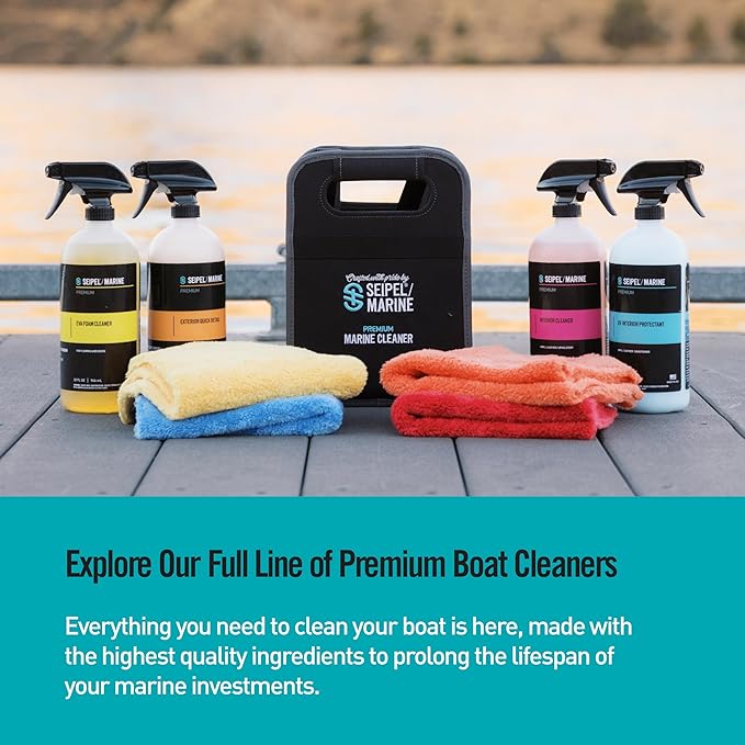 Boat Cleaning Kit 4 Pack 32oz – Marine Interior Cleaner, UV Protectant, EVA Foam Deck Cleaner & Quick Detailer – Boat Detailing Kit with Microfiber Towels – Pontoon, Fishing Boat Care