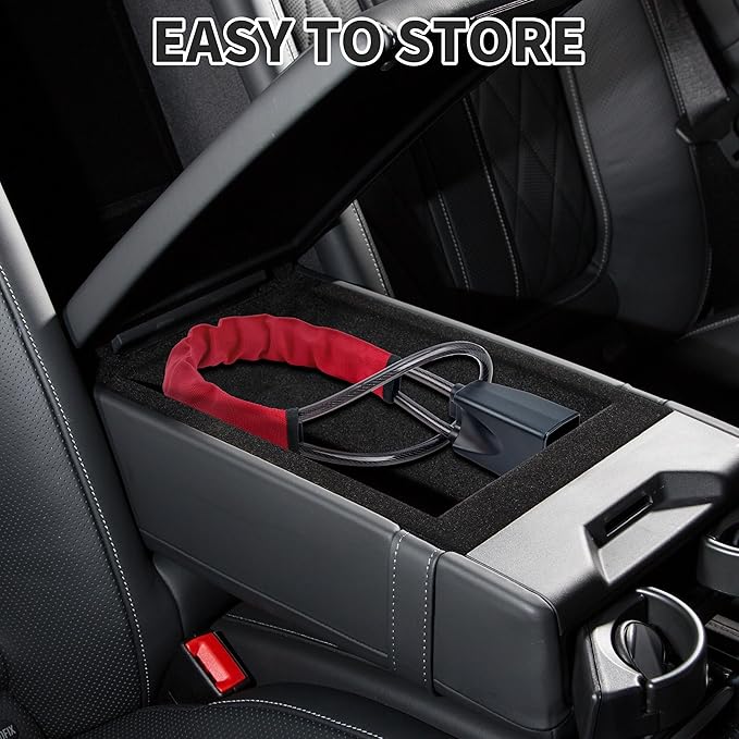 Car Steering Wheel Lock, 2 Pack Anti Theft Car Device with Max 17” Locking Length, Thickened Steel Wire, and Fine Stitched Edges, 3 Keys Included, Easy to Store, Fits Most Vehicles, SUVs