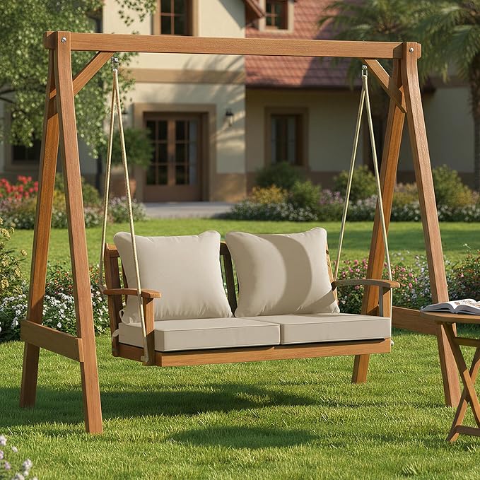 Summsun Patio Chair Cushions 22 x 22 Inch, Water Resistant Backrest Pillow and Seat Cushion Set for Outdoor Furniture, Sectional Sofa Cushion Replacments, Cream, Set of 2