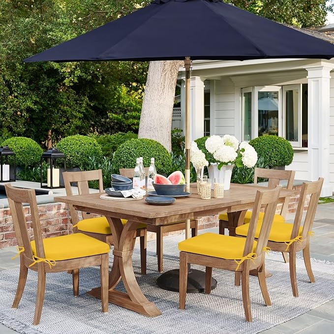 HARBOREST Outdoor Chair Cushions Set of 6, Water Resistant Patio Chair Cushions with Ties, Outdoor Seat Cushions for Patio Furniture, 17"x16"x2", Yellow