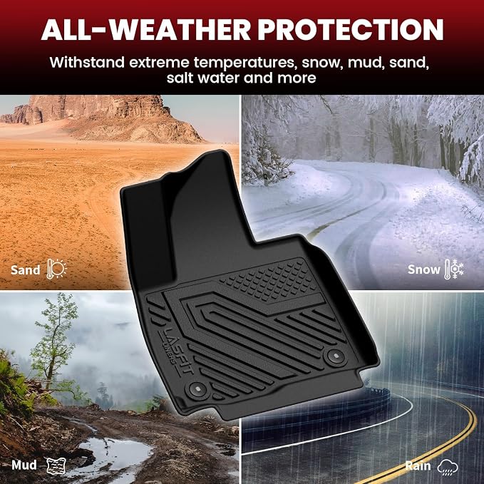 LASFIT Floor Mats for Kia Telluride 2027 (Only Fit Hybrid, Not Fit Gas), All Weather TPE Custom Fit Floor Liners 1st & 2nd & 3rd Row Car Mats Accessories, Black