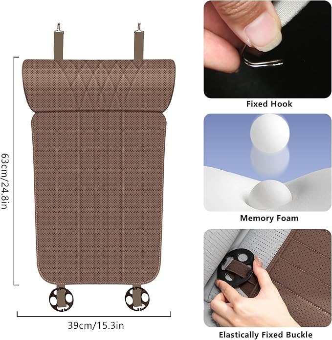 Car Seat Extender Leg Extender Support Cushion for Driver Seats Office Chair, Leather Auto Bottom Seat Protector Cover with Leg Extender, Car Seat Cushion Legs Rest Pads, Brown
