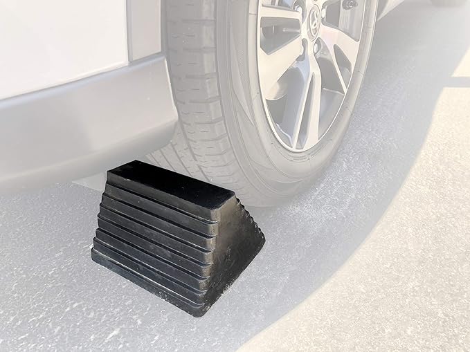 80681 10 Pack Solid Rubber Heavy Duty Wheel Chock with Eyebolt,1 Pair