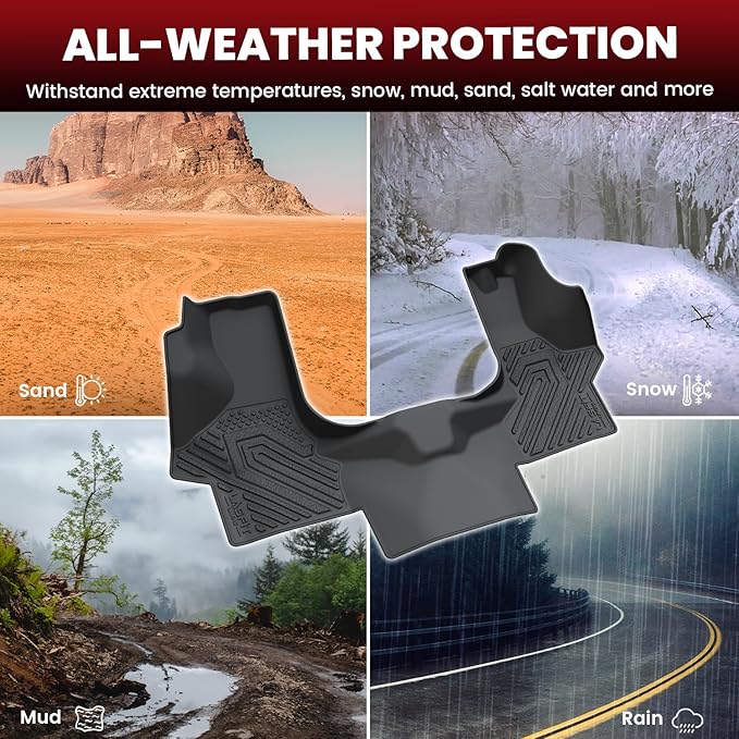 LASFIT Floor Mats for Chevrolet Chevy Express/GMC Savana 1500/2500/3500 2000-2026, All Weather TPE Custom Fit Floor Mats for Cars, Front Row Floor Liners for Express Accessories, 1 PCS