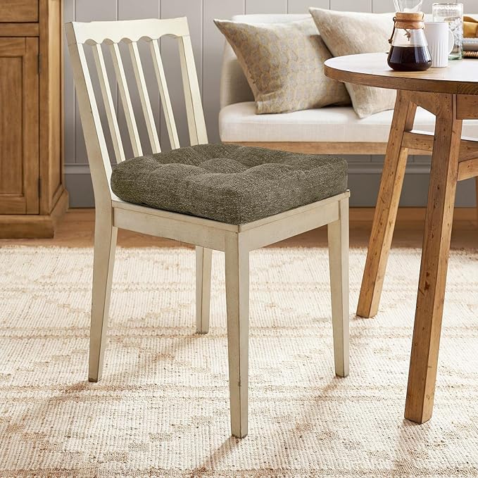 downluxe Chair Cushions for Dining Chairs 4 Pack, Tufted Indoor Chair Pads with Non-Slip Bottom, U-Shaped Kitchen Chair Cushions, 17"x17"x4", Coffee