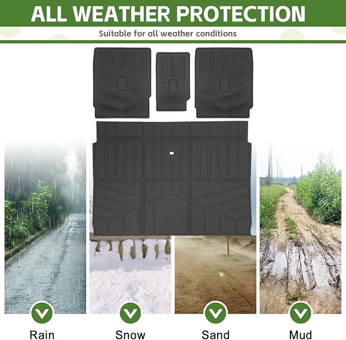 Cargo Liners for 2025 2026 Ford Expedition Max/Lincoln Navigator L Trunk Mat with Seat Back Cover Accessories, All Weather Rear Cargo Mat Backrest Protector(Only for Max & L Models)