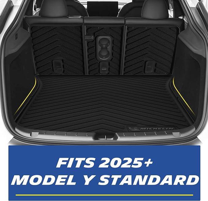 Michelin Vehicle Mat, All-Weather TPE Custom Fit Liner for Tesla Model Y 5 Seat Standard Floor Mats 2025-2027 (7 Piece), Not Fit Premium or Performance, Premier