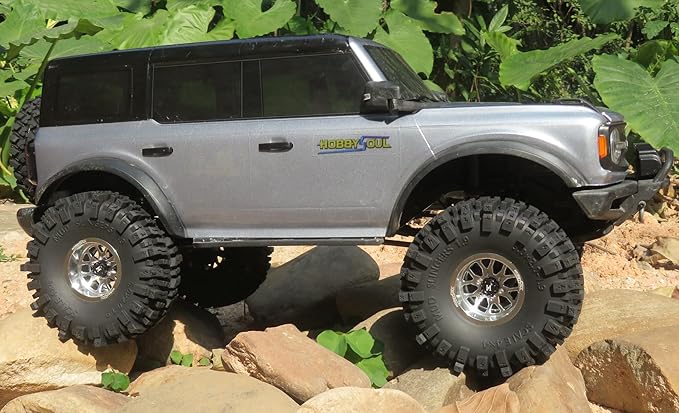 HOBBYSOUL 5.0'' Tall 1.9 Mud Slingers T8 tires & -10.5mm Negative Offset 1.9 Beadlock wheels rims For 1/10 Crawler SCX10 TRX4 high Trail Upgrades, HS701548