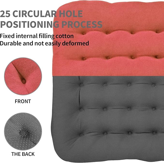 BUYUE Good Support Office Chair Cushion Padded, Soft Velvet Comfortable Non-Slip Seat Cushion for Computer Desk Kitchen Chair (1 Count, Rose)