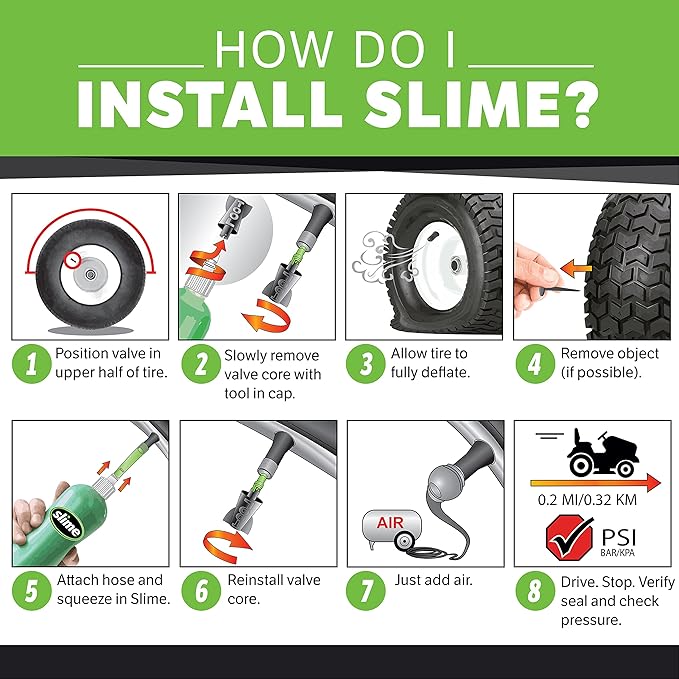 Slime 10011 Flat Tire Puncture Repair Sealant, Emergency Repair for Highway Vehicles, Suitable for Cars/Trailers, Non-Toxic, eco-Friendly, 16 oz Bottle