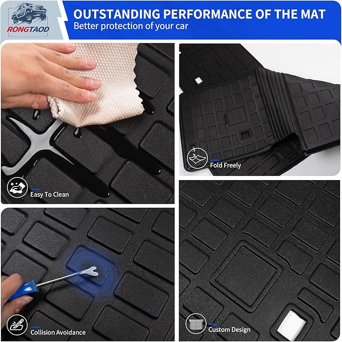 Rongtaod 6 Seats Floor Mats Compatible with 2020-2025 2026 Ford Explorer Captain Chairs Trunk Liner Cargo Liner Cargo Mat 2024 Explorer Accessories (Floor Mats+Trunk Mat with Backrest Mat)