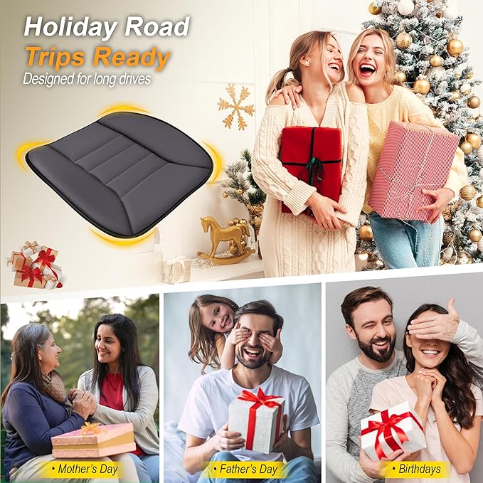 kingphenix 3-Piece Car Seat Cushion Set, 1.2inch Memory Foam Comfort, 2 Front Automotive Seat Cushions + Rear Bench Cushion, Non-Slip Bottom, Fits Sedan SUV Truck Van, Car & Office Chair, Dark Grey