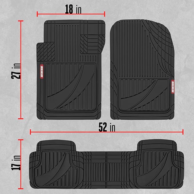 Motor Trend FlexTough™ Heavy Duty Rubber Black Car Floor Mats All Weather & Jumbo SUV Cargo Liner Full Set - Universal Trim to Fit Automotive Floor Mats & Trunk Mats for Cars Interior Accessories