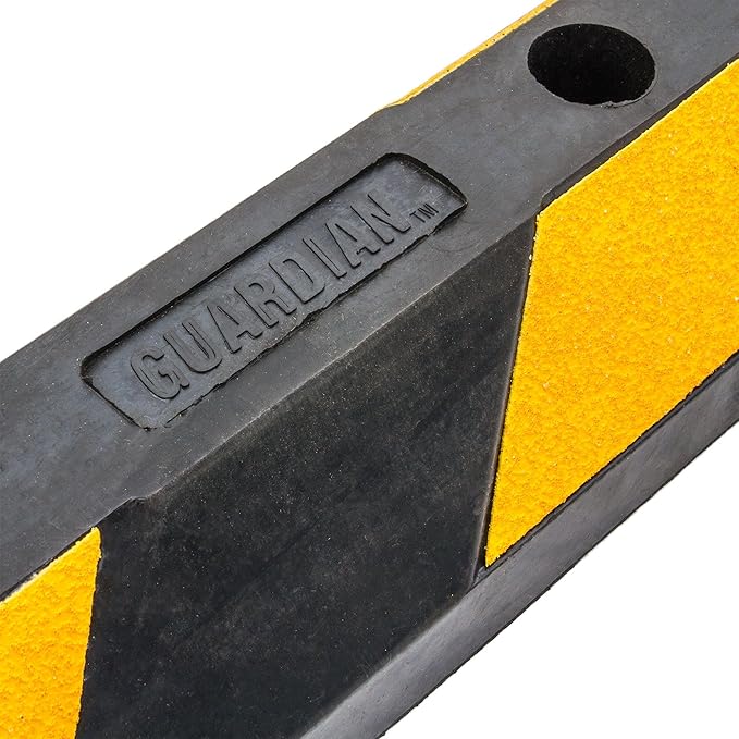 Guardian 2' Parking Stopper for Garage, Rubber Curb, Mounting Holes