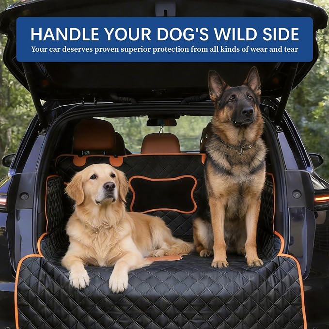 SUV Cargo Liner for Dogs, PU Leather, Dog Paw, XL | 100% Waterproof, Pet Trunk Cargo Cover, Bumper Flap Protector & Side Walls, Fit Most Large or Full-Size SUV