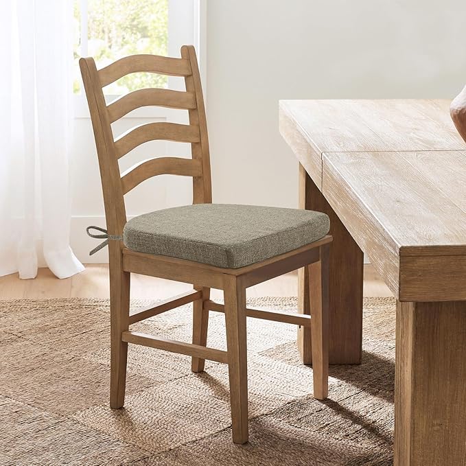 Chair Cushions for Dining Chairs, Non Slip Chair Pads with Ties and Washable Covers, Memory Foam Kitchen Chair Cushions Set of 6, 16"X16"X2.5", Khaki