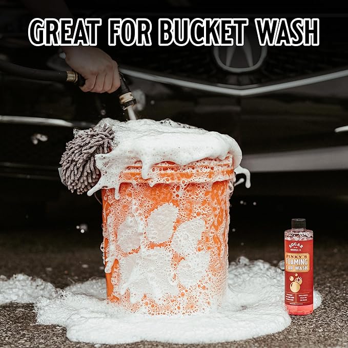 SOCAR Pinky’s Foaming Car Wash Soap. Detailers Choice, pH Balanced, Gentle, Safe On All Paint, Wax & Sealants. Cars, Trucks, RV’s, Boats. 16 fl oz. Use in Foam Cannon & Bucket Wash
