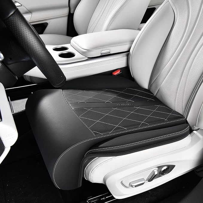 Coverado Car Seat Extender Leg Support, Leather Leg Extension Pad Car Seat Cushions, Waterproof Leg Extender Cushion for Long Driving, Car Leg Support Pad Universal Fit for Diver Seat (Update, Black)