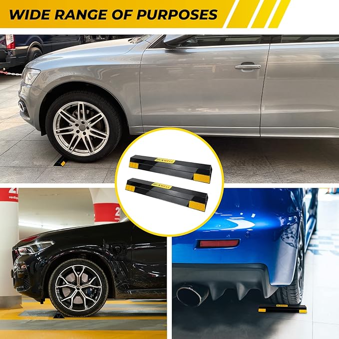 HOXWELL (New Updated) 16" 2 Pcs Heavy Duty Parking Aid for Garage Walls, Parking Gadgets Protects Car, Parking Stopper Easy to Install 2 Packs, 16" L x 3.7" W x 1.8" H
