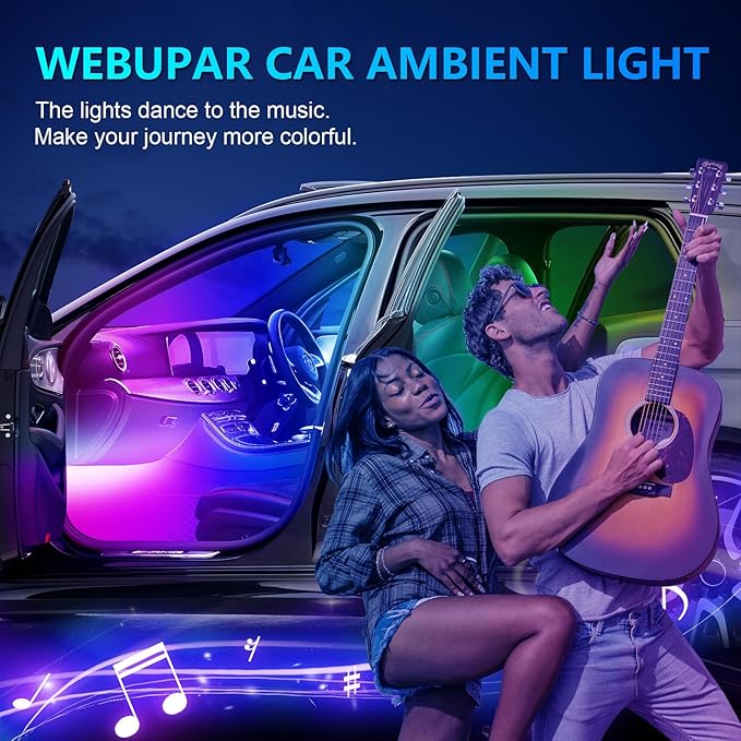 Dreamcolor 6 in 1 Car LED Strip Lights with APP Control and 213 Color Modes, Neon Ambient Lighting Kits
