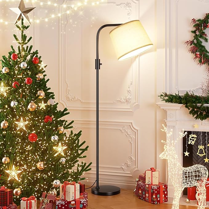 Ambimall Fully Dimmable Floor Lamp with 9W LED Bulb, Standing Lamp for Living Room with Adjustable Head, Modern Standing Tall Light with Rotary Switch for Office