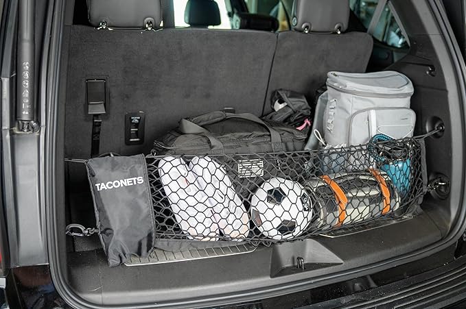 Envelope Cargo Net for Suburban | Tahoe | Yukon/XL | Escalade/ESV - Fits 2015-Current - Upgraded 5mm Bungee - Integrated Storage Bag - Heavy Duty Hooks - Designed in USA