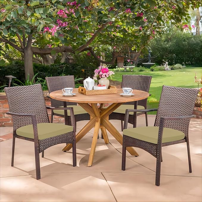 HARBOREST Outdoor Chair Cushions Set of 4, Water Resistant Patio Chair Cushions with Ties, Outdoor Seat Cushions for Patio Furniture, 17"x16"x2", Khaki