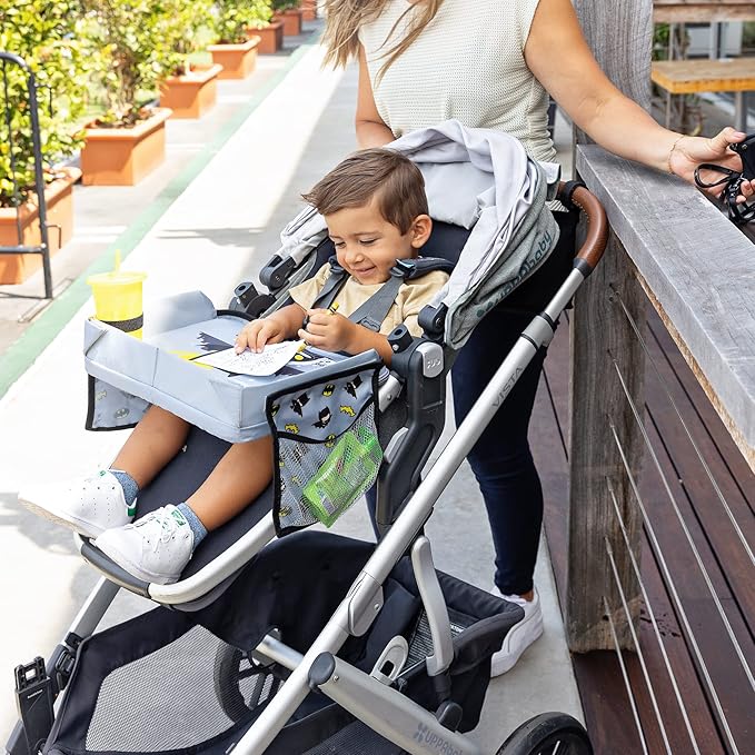 J.L. Childress Warner Bros. 3-IN-1 Kids Travel Tray & Tablet Holder - Car Seat Lap Tray Desk for Toddlers, Road Trip Essentials, Car Seat Activity Table, Travel Accessories - Batman