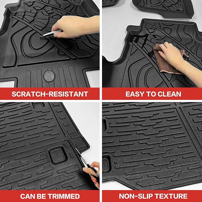 Cargo Liner with Floor Mats Fit for 2018-2025 Jeep Wrangler JL Unlimited 4 Door 4X4, Cargo Mat Durable TPE Floor Liner for 2024 Jeep Wrangler JL/JLU Accessories(Cargo Mat+Floor Mat)