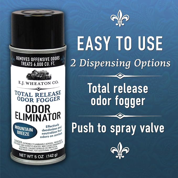 Odor Eliminator, Total Release Odor Fogger, 3 Pack, Effectively Deodorizes and Neutralizes Foul Odors on Contact, Mountain Breeze (5 OZ).