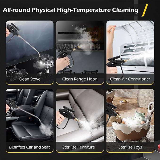 Dyna-Living Handheld Steamer for Cleaning 1700W Car Engine Steam Cleaner 248°F High Temperature Pressurized Steam Cleaner for Home, High Pressure Steam Cleaning Machine for Auto Detailing