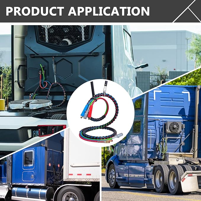 CheeMuii 20" Single Tender Spring Kit with 3in1 Hose Holder and 3-Hole Clamp Holder Heavy Duty Tender Spring for Semi Truck Air Lines Kit 2 Style Air Lines Holders for Semi Truck Trailer Tractor