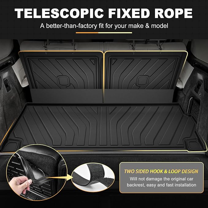 Floor Mats & Cargo Liner & Backrest Mat for BMW X7 2019-2026 (ONLY for 7-Seats, with 2nd Row Bench Seat, Not for 2021-2022 X7 50i / 2025 X7 40i), Custom Fit All Weather Floor Cover Protector for G07