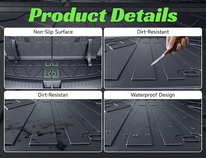 Cargo Trunk Mat with Backrest Mats for Hyundai Santa Fe 2024 2025 2026,All Weather Protection TPE Heavy Duty Cargo Liner Santa Fe Accessories,Black