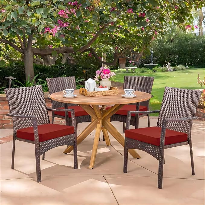 HARBOREST Outdoor Chair Cushions Set of 4, Water Resistant Patio Chair Cushions with Ties, Square Corner Outdoor Seat Cushions for Patio Furniture, 18.5"x16"x3", Burnt Orange